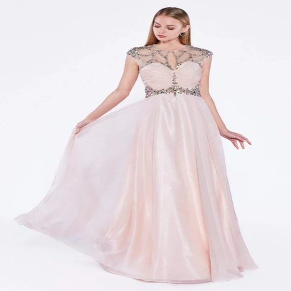 Cinderella Divine - Sleeveless Embellished Ruched A-line Dress main image 1